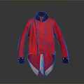 Red Uniform Coat As Daily Item With Gold Buttons Black Collar Cuffs Split Back Hem