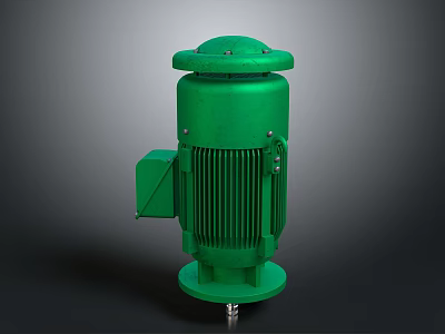 Green Industrial Electric Motor With Cooling Fins Top Cover Side Terminal Box And Base 3d model