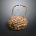 Handwoven Rattan Storage Basket With Decorative Handle For Home Decor And Storage