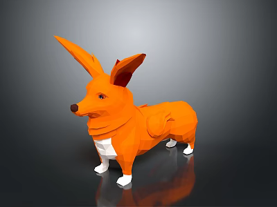 Low Poly Style Game And Movie Character With Orange Corgi Design White Paws And 3d model