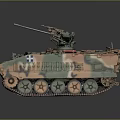 Military Camouflage Tank In Green Brown With Turret Armament And Detailed Tracks