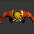 Red Fire Safety Clothing With Yellow Helmet And Reflective Stripes Worn By Person