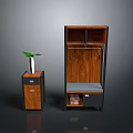 Minimalist Wooden Entryway Cabinet With Shoe Bench Hooks Vase And Green Plant