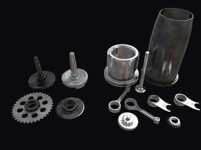 Essential Hardware Tools Collection Featuring Gears Bolts Wrenches Sleeves And Metal Shafts 3d model