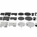 Modern Assorted Tables Featuring Round Square Shapes Marble Tops Black Wooden Frames