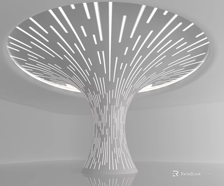 Modern Pillar with Vertical Radiating White Lines and Circular Canopy Top Design 3d model 