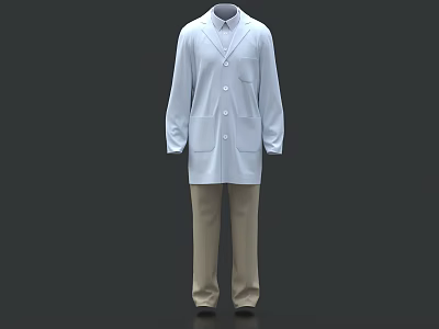 Light Blue Long Sleeved Coat And Khaki Pants Professional Clothes Set 3d model
