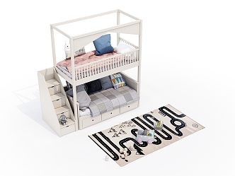 Modern Bed-Up Bunk Bed for Children 3d model