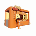 Orange Themed Peanut Mall Store With Cartoon Mascot And Product