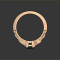 Elegant Rose Gold Ring With Green Gemstone And Engraved Patterns Small Diamonds 3d model