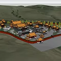 Ancient Chinese Architecture With Yellow Roofs Multi tiered Steps Surrounding Buildings Trees And Distant Mountains