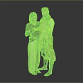 Family Group Portrait With Adult Man Woman And Baby Standing In Studio