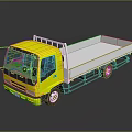 Yellow Flatbed Truck With White Cargo Bed And Front Design Model
