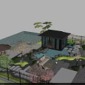 Courtyard Garden Featuring Pond Pavilion Outdoor Seating Stone Paths And Lush Green Plants