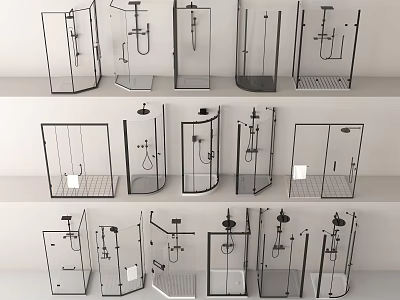 Modern Shower Systems with Various Designs and Styles Showcased in Collection 3d model