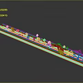 Lush Green Plant Strip With Colorful Flowers And Various Tree Species
