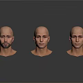 Male Bald Head Models With Different Angles And Expressions On White Surface