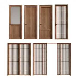 New Chinese Japanese Style Door sliding door glass door kitchen door 3d model