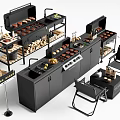 Black Modern Outdoor Kitchen With Grills Storage Cabinets Sink And Cooking Appliances
