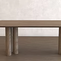 Minimalist Wooden Dining Table With Four Cylindrical Legs And Light Wood Grain