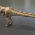 Reptile Dinosaur With Striped Skin And Dorsal Structure In Standing Posture