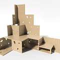 Wooden Decorative Cabinet With Modular Design Multiple Shelves And Storage Compartments