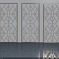 Modern Hinged Doors With Intricate Geometric Patterns In Three Panel Design 3d model