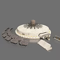 3D Futuristic Circular Architectural Model With Top Structure Surrounding Modules And Flat Panels 3d model