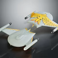 Unique White Model Spaceship With Golden Dragon Design And Cylindrical Parts