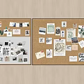 Two Creative Cork Boards With Photos Cards Notes And Decorative Items