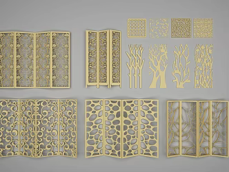 Modern metal fancy screen partition 3d model
