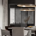 Elegant Modern Open Living Dining Room Interior With Gray Sofa And White Marble Coffee Table