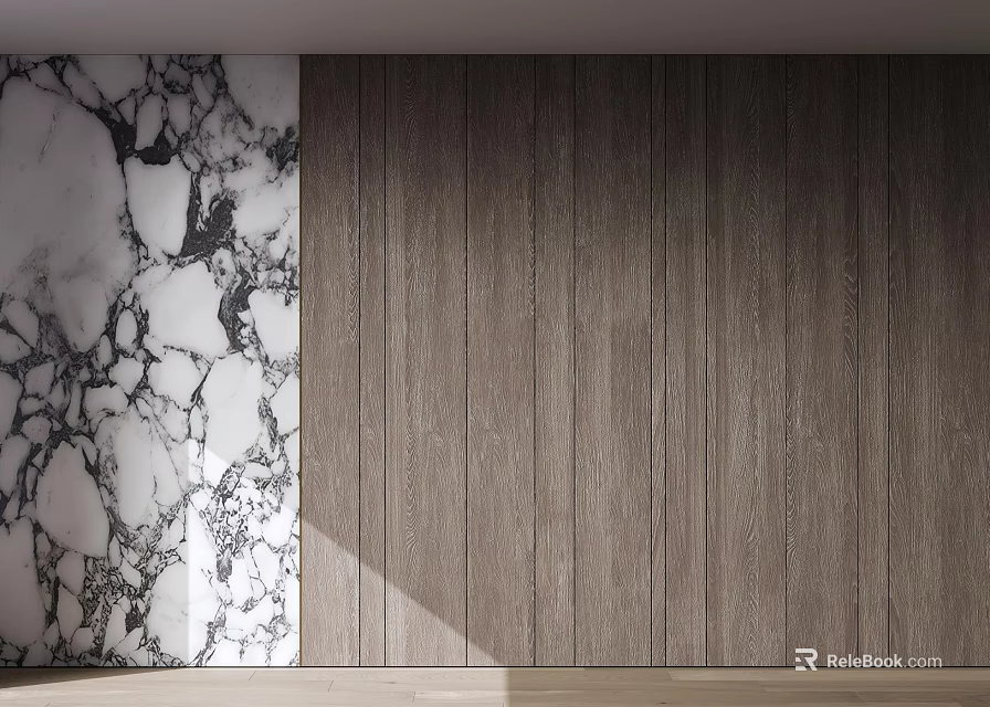 Modern Interior Design With Wooden Wall Paneling And Marble Accent Wall Features 3d model