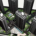 Modern High Rise Residential Complex With Green Spaces Road Layout And Urban Design