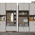 Modern Shoe Cabinet With Bench Coat Hooks Storage Compartments And Decorative Items 3d model