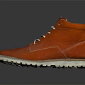 Stylish Red Leather High Top Shoes With White Laces And Thick Soles