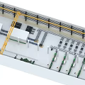 Modern Automated Factory Production Line With Yellow Tracks And Machinery Layout