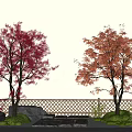 red maple landscape tree maple claw tree moss terrain 3d model