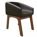 Brown Upholstered Armchair With Wooden Legs And Modern Design Style