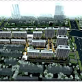 Aerial Planning Of Residential Community With Buildings Roads Greenery And Water Bodies