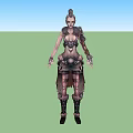 Fierce Female Game Movie Character With Leather Armor Intricate Hair And Decorative Accessories