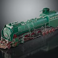 Vintage Green Steam Train Model with Classic Design and Detailed Metal Wheels