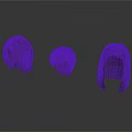 Three Brown Wig Mannequin Heads With Different Hairstyle Lengths And Textures