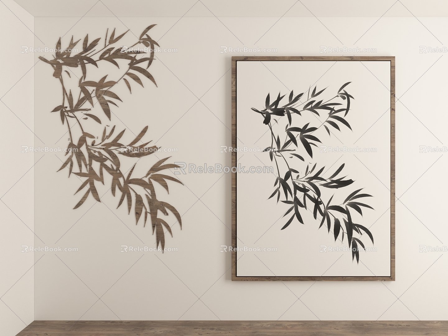 Chinese Bamboo Chinese Painting Chinese Hanging Painting Bamboo Silhouette Carving New Chinese Decorative Painting Wall Decorations Wall Stickers Bamboo Elements Bamboo Culture Bamboo Leaves 3d model