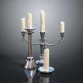 Elegant Silver Decorative Candelabra With Five Candles And Small Dish