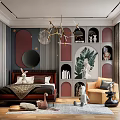 Kids Room Interior Design With Chandelier Bed Rabbit Plush Bookshelf Green Art And Wooden Floor