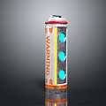 Industrial Warning Light Device With Red Cap Orange Warning Label And Three Blue Circular Windows