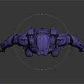 Game Movie Character Purple Armored Warrior With Blue Helmet Full Body Armor Standing Pose