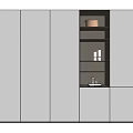 Modern Wardrobe With Sleek White Cabinet Doors Open Shelves And Interior Lighting Design