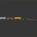Colorful Model Train With Multiple Carriages Including Freight And Passenger Cars